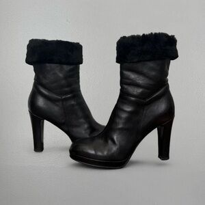 Alberto Fermani Dark Leather Heeled Boots